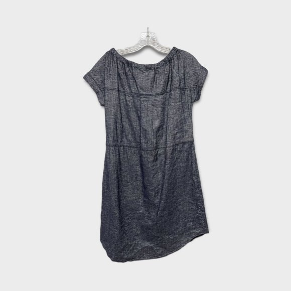 Theory Size 00 Laela Tierra Wash Chambray Neck Tie Linen Shift Dress - Picture 3 of 5